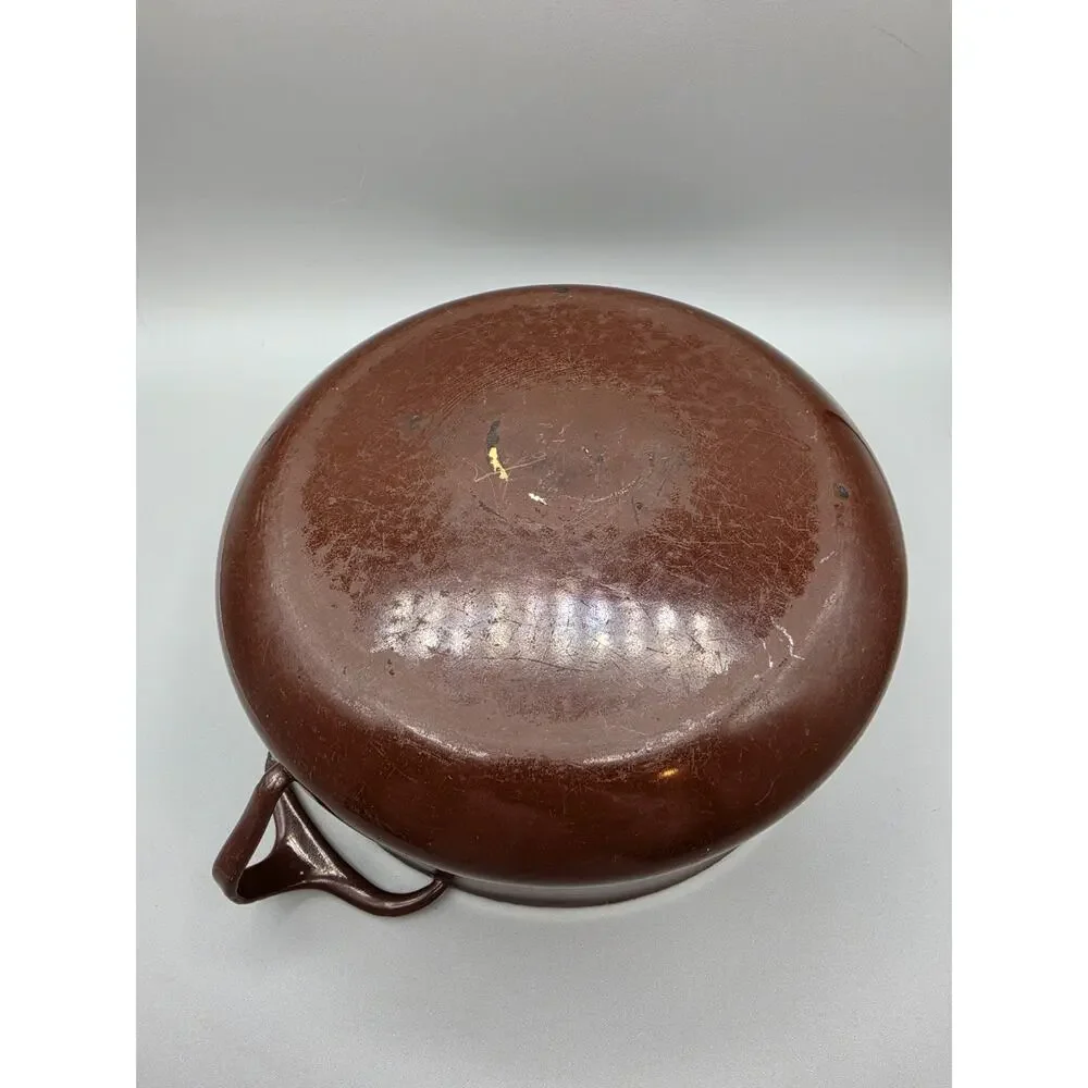 Vintage Dansk 2 Qt Brown Kobenstyle Cast Iron & Enamel Casserole Dish Pot READ